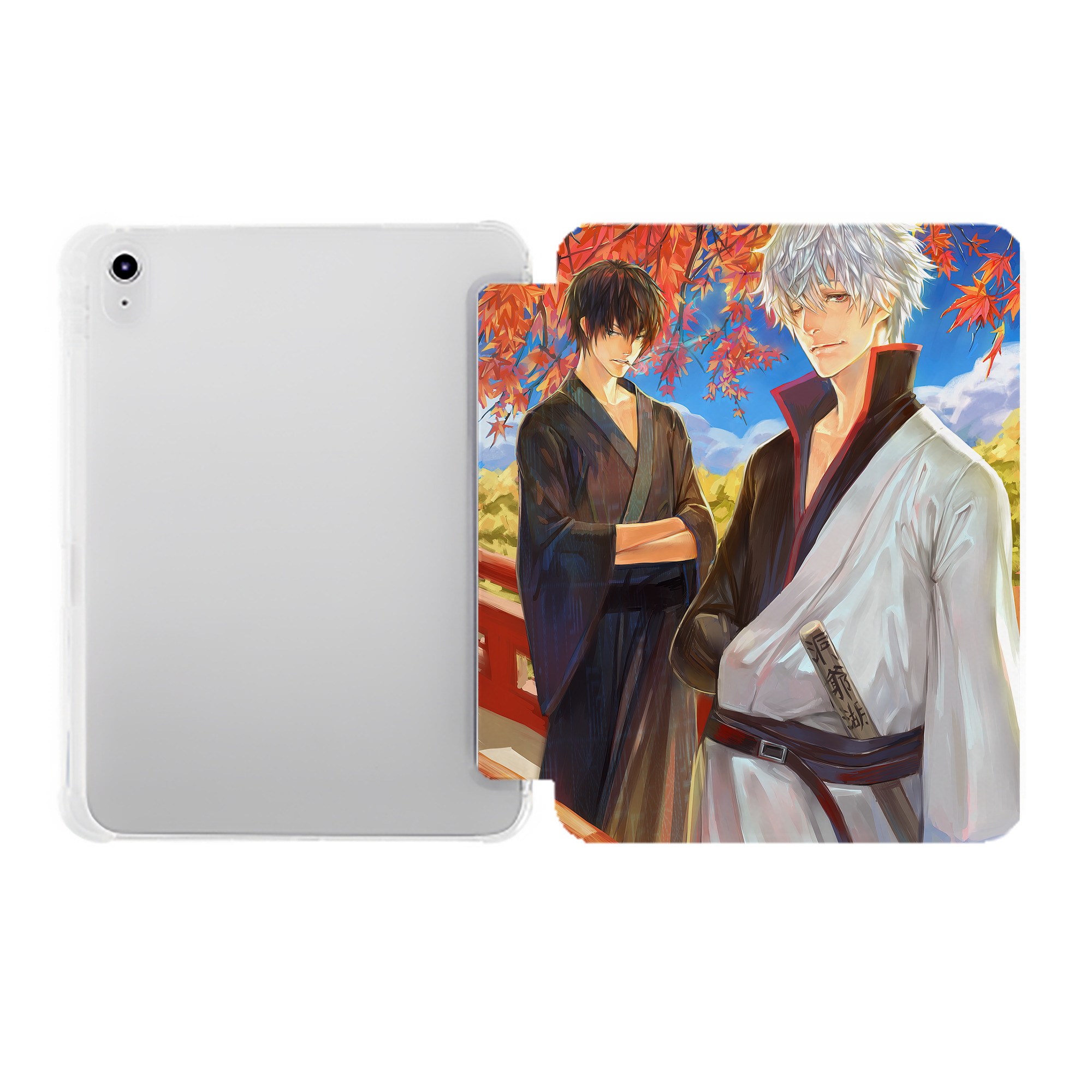 （画像用） ぎんたま 坂田銀時（さかたぎんとき） 神楽 志村新八（しむら しんぱち） GINTAMA Sakata Gintoki Kagura Shimura Shinpachi IPad ケース ペン収納付き 三つ折りスタンド PUレザー×シリコン 対応機種9.5/10.5/10.9インチ